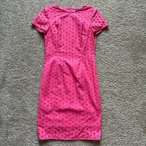 Brooks Brothers Pink Eyelet Midi Sheath Dress